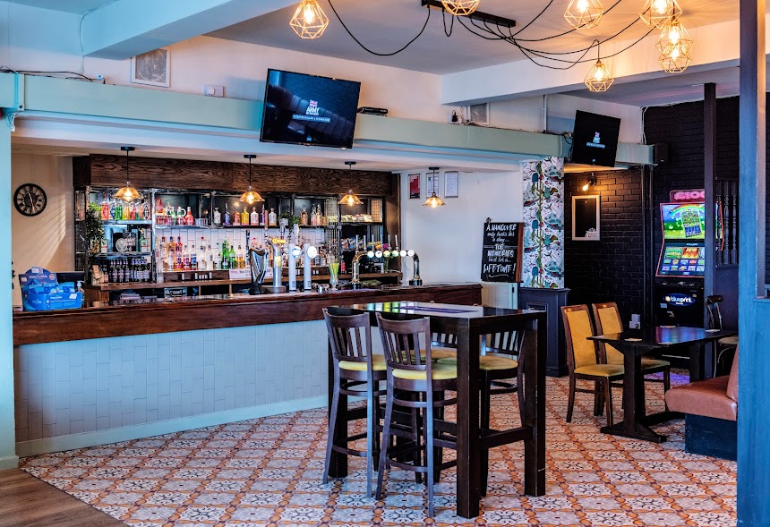 The bar at The Falstaff Inn
