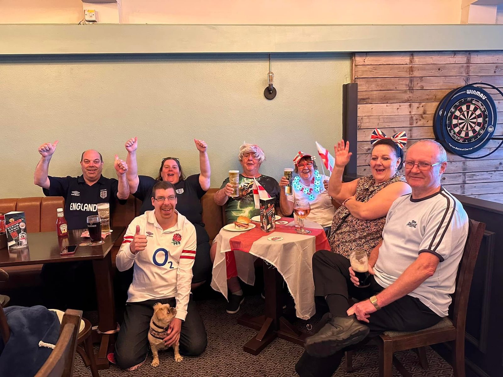 Customers enjoying match day at The Falstaff Inn